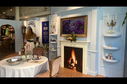 Tearoom at Lush’s Bridgerton pop-up on Oxford Street, London